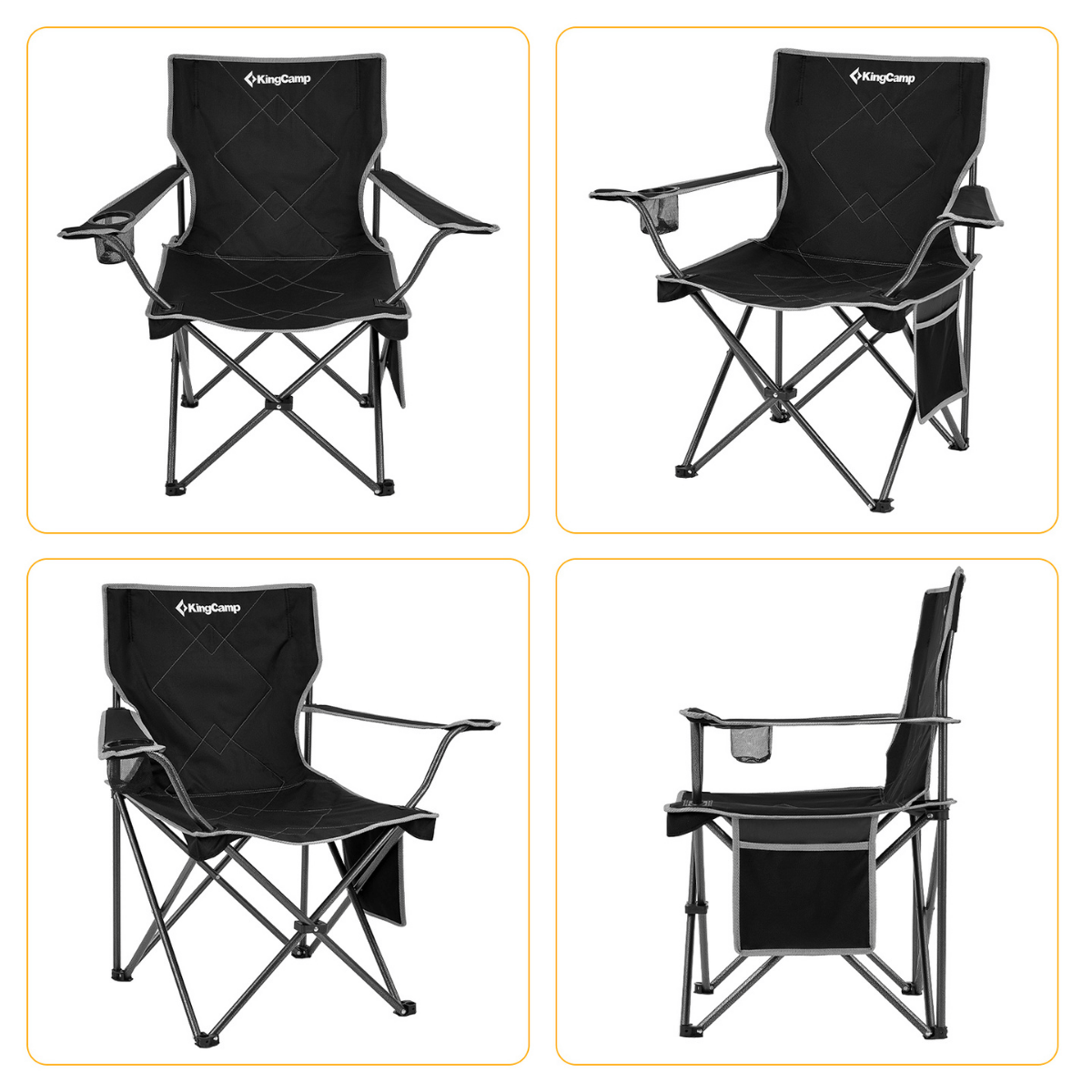 KingCamp Lotus Comfort Konforlu & Takviyeli Kamp Sandalyesi Black