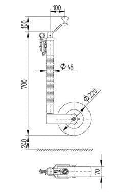 Knott 200 kg Krikolu Ön Destek Tekeri 48mm Anti-slip