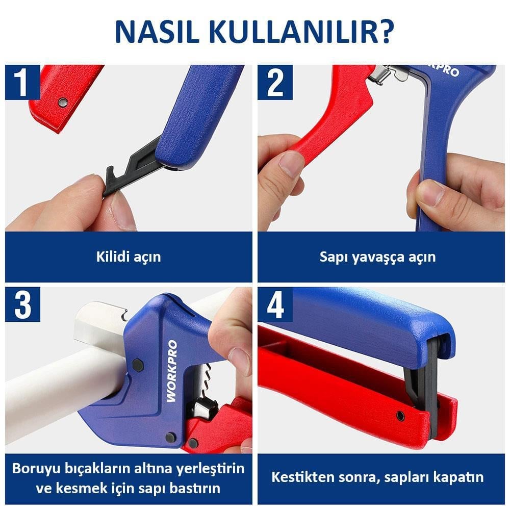 WORKPRO WP301007 60.5mm Profesyonel PPRC Plastik Boru Kesme Makası
