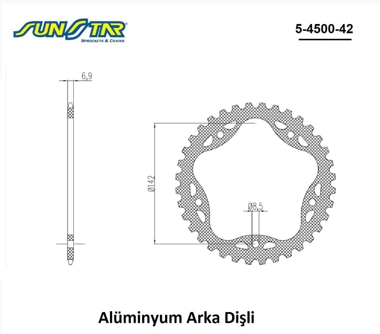 ARKA DİŞLİ ALÜMİNYUM / DUCATI / HYPERMOTARD EVO SP / 1100cc / (DİŞLİ SAYISI : ORİJİNAL+1) / 2010-2011-2012