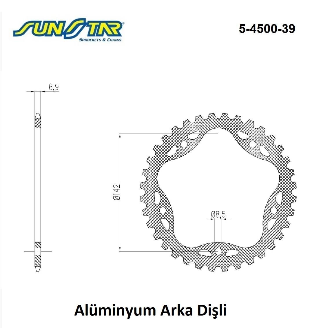 ARKA DİŞLİ ALÜMİNYUM / DUCATI / HYPERMOTARD EVO SP / 1100cc / (DİŞLİ SAYISI : ORİJİNAL-2) / 2010-2011-2012