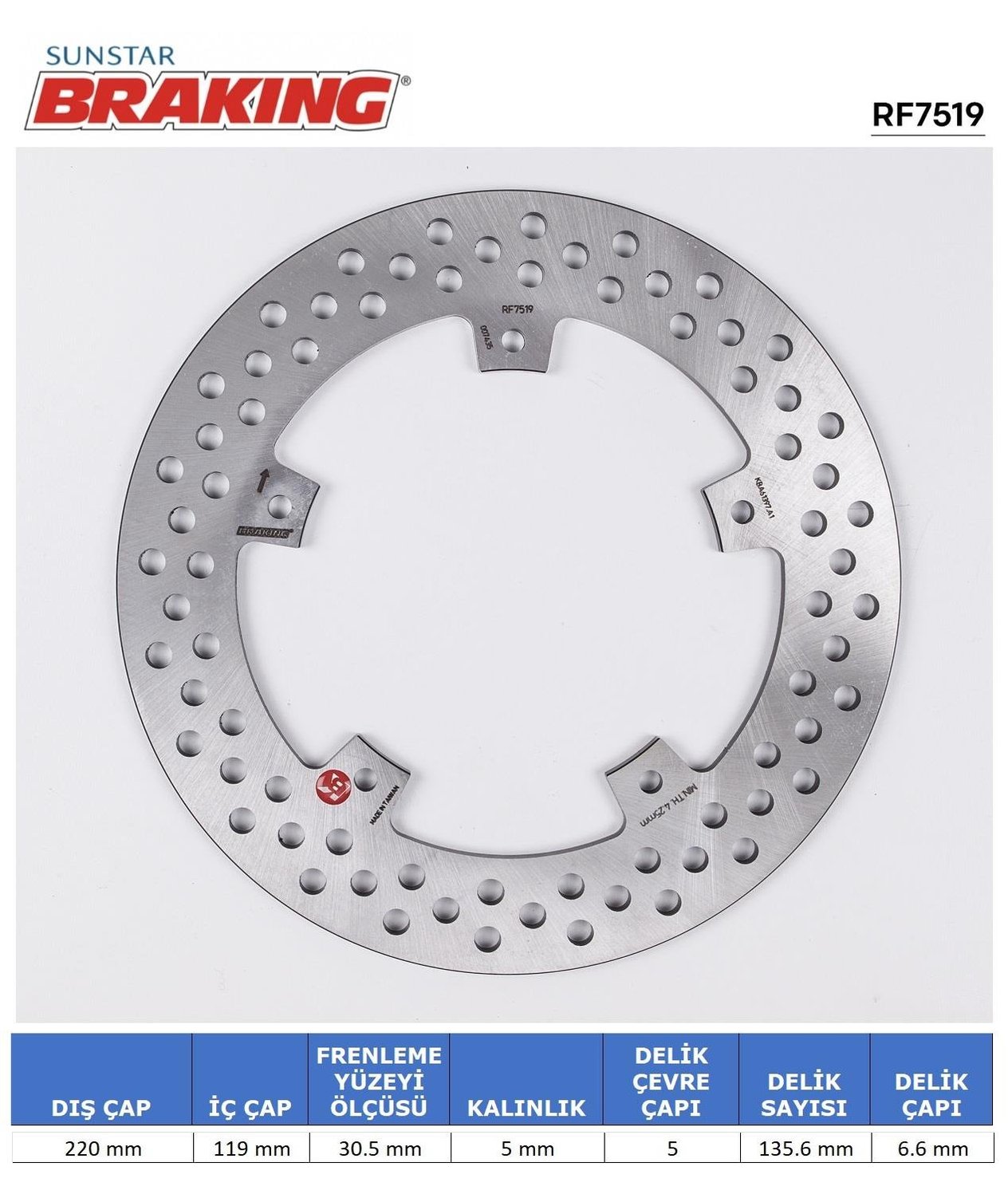 BMW S 1000 R / RR YUVARLAK ARKA FREN DİSKİ / BMW / S 1000 R / 1000cc / ARKA  / 2014-2015-2016-2017-2018-2019