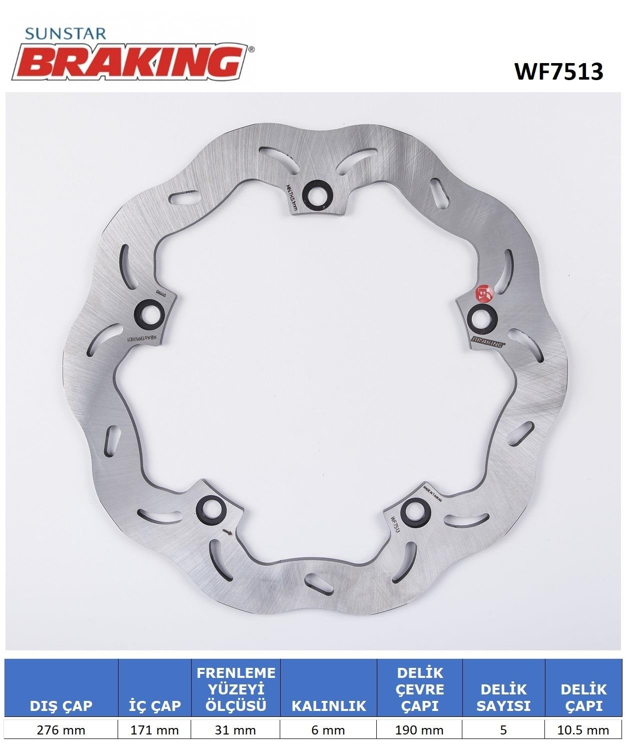 DALGALI ARKA FREN DİSKİ / HONDA / VFR 1200 F / 1200cc / ARKA  / 2010-2011-2012-2013-2014-2015-2016