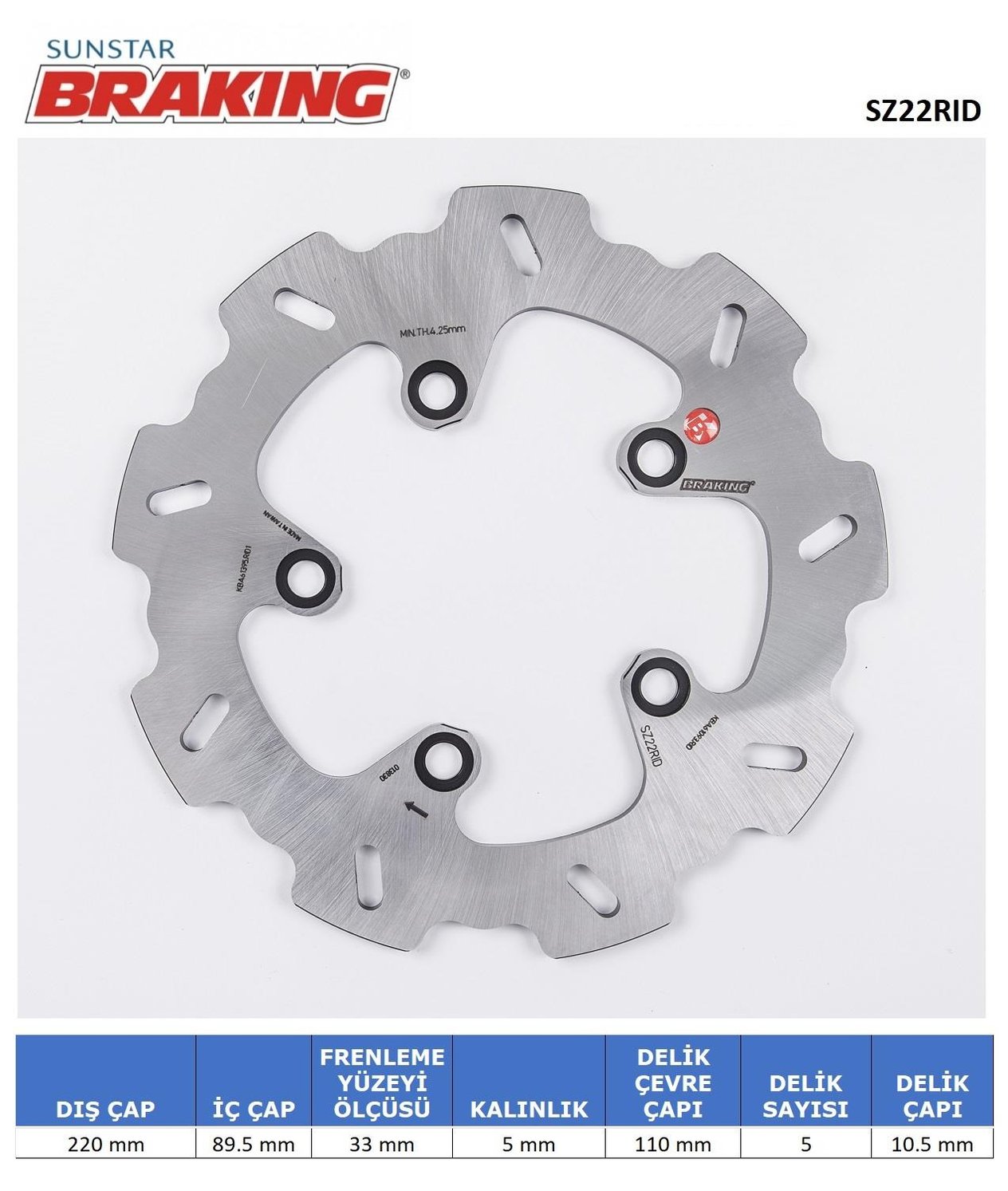 DALGALI ARKA FREN DİSKİ / SUZUKI / GSX-R 600 / 600cc / ARKA  / 1997-1998-1999-2000-2001-2002-2003-2004-2005-2006-2007-2008-2009-2010-2011-2012-2013-2014-2015-2016-2017