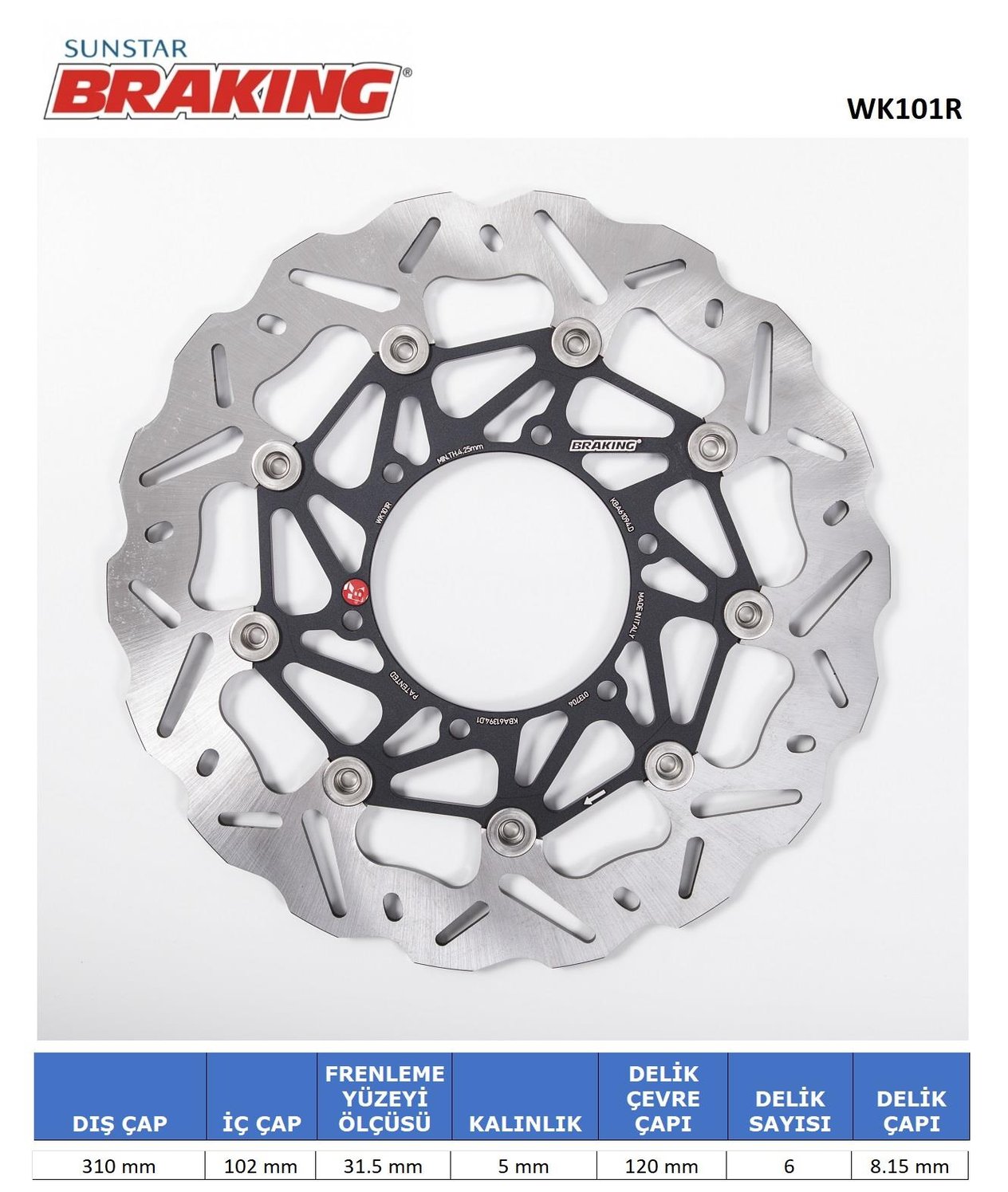DALGALI ÖN PERFORMANS FREN DİSKİ (SAĞ) / SUZUKI / GSX-R 600 / 600cc / ÖN SAĞ  / 2008-2009-2010-2011-2012-2013-2014-2015-2016-2017