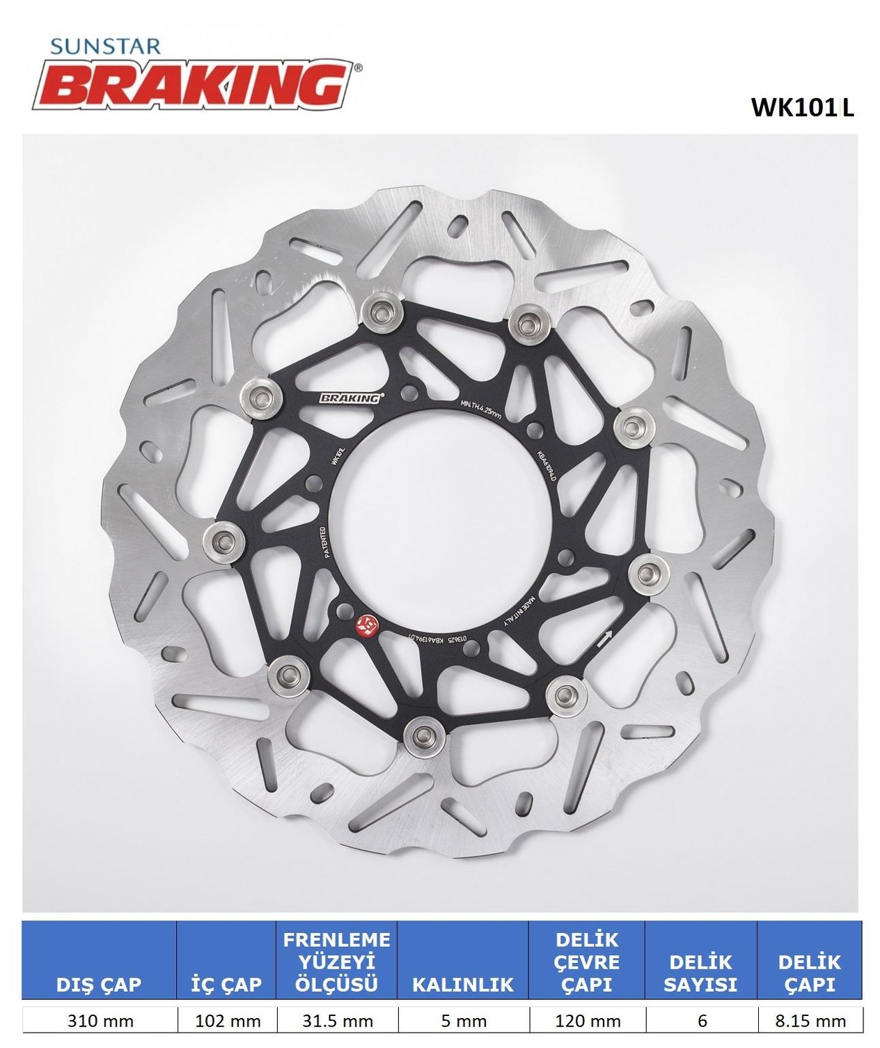 DALGALI ÖN PERFORMANS FREN DİSKİ (SOL) / SUZUKI / GSX-R 600 / 600cc / ÖN SOL  / 2008-2009-2010-2011-2012-2013-2014-2015-2016-2017