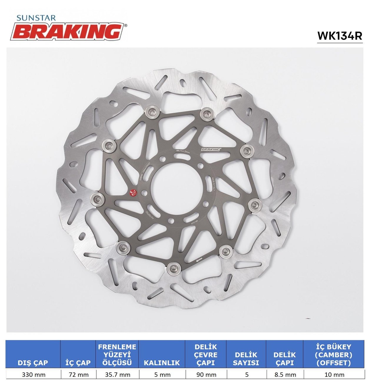 DUCATI MOSTER 1200 / MULTISTRADA 1200-1260 S / PIKESPEAK DALGALI ÖN PERFORMANS FREN DİSKİ (SAĞ) / DUCATI / MULTISTRADA ENDURO / 1260cc / ÖN SAĞ  / 2018-2019-2020-2021