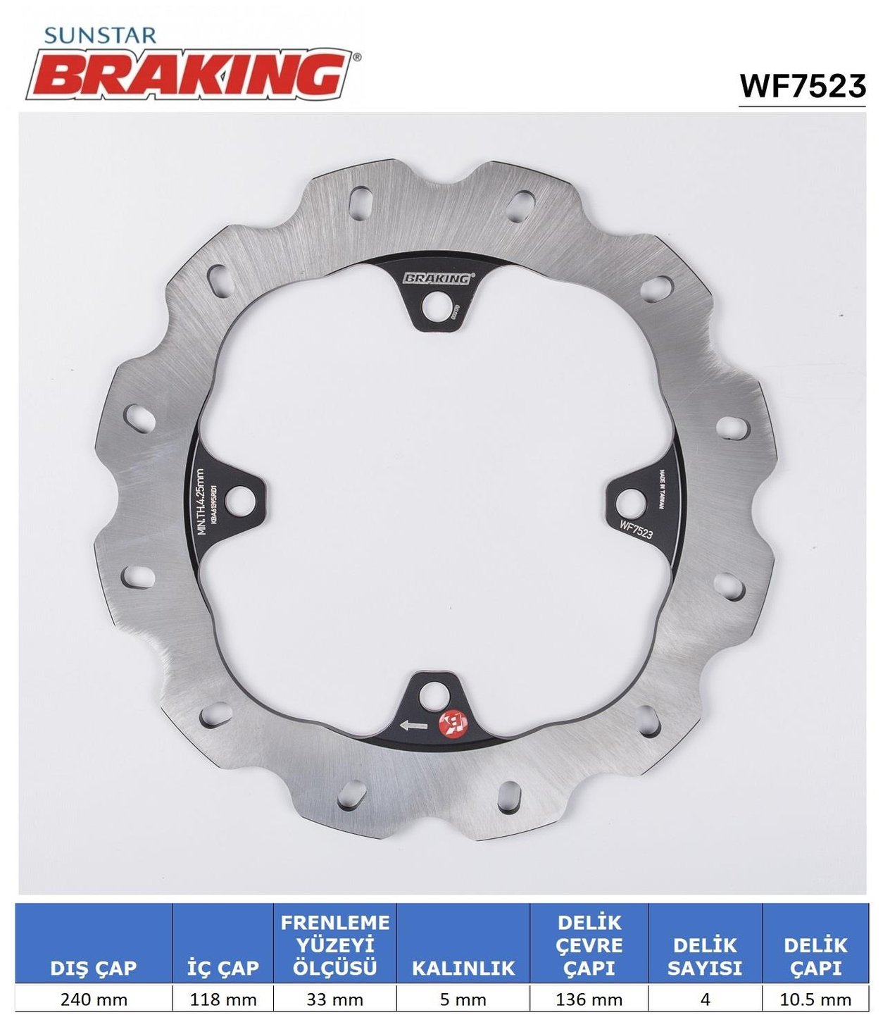 HONDA CB 500 F-650 F / CBR 500-650  DALGALI ARKA FREN DİSKİ / HONDA / CB 650R / 650cc / ARKA  / 2019-2020-2021-2022-2023
