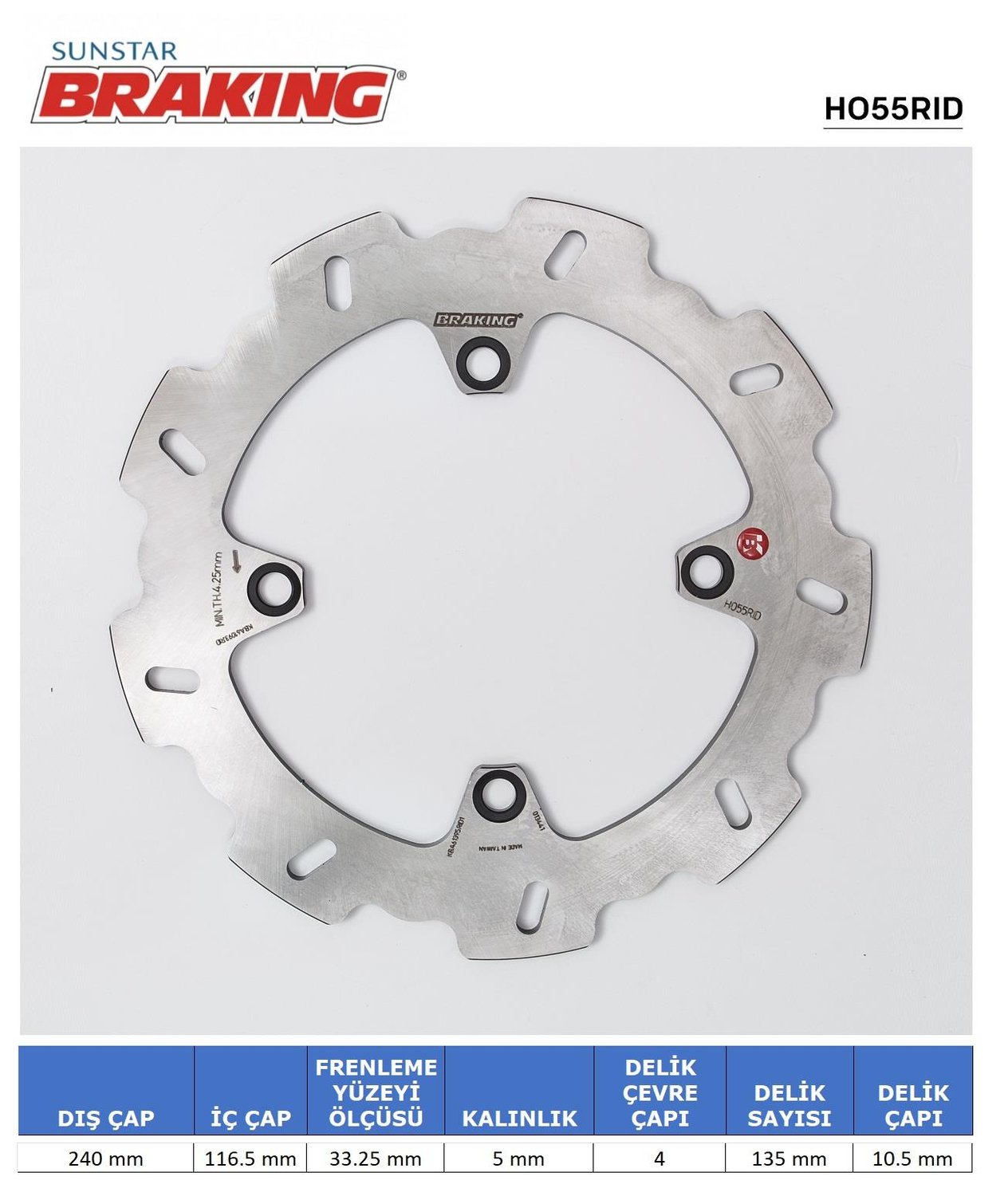 HONDA CBF 500-600-1000 / X-ADV 750 / CBR 600 F DALGALI ARKA FREN DİSKİ / HONDA / CBF 1000 / 1000cc / ARKA  / 2006-2007-2008-2009-2010-2011-2012-2013