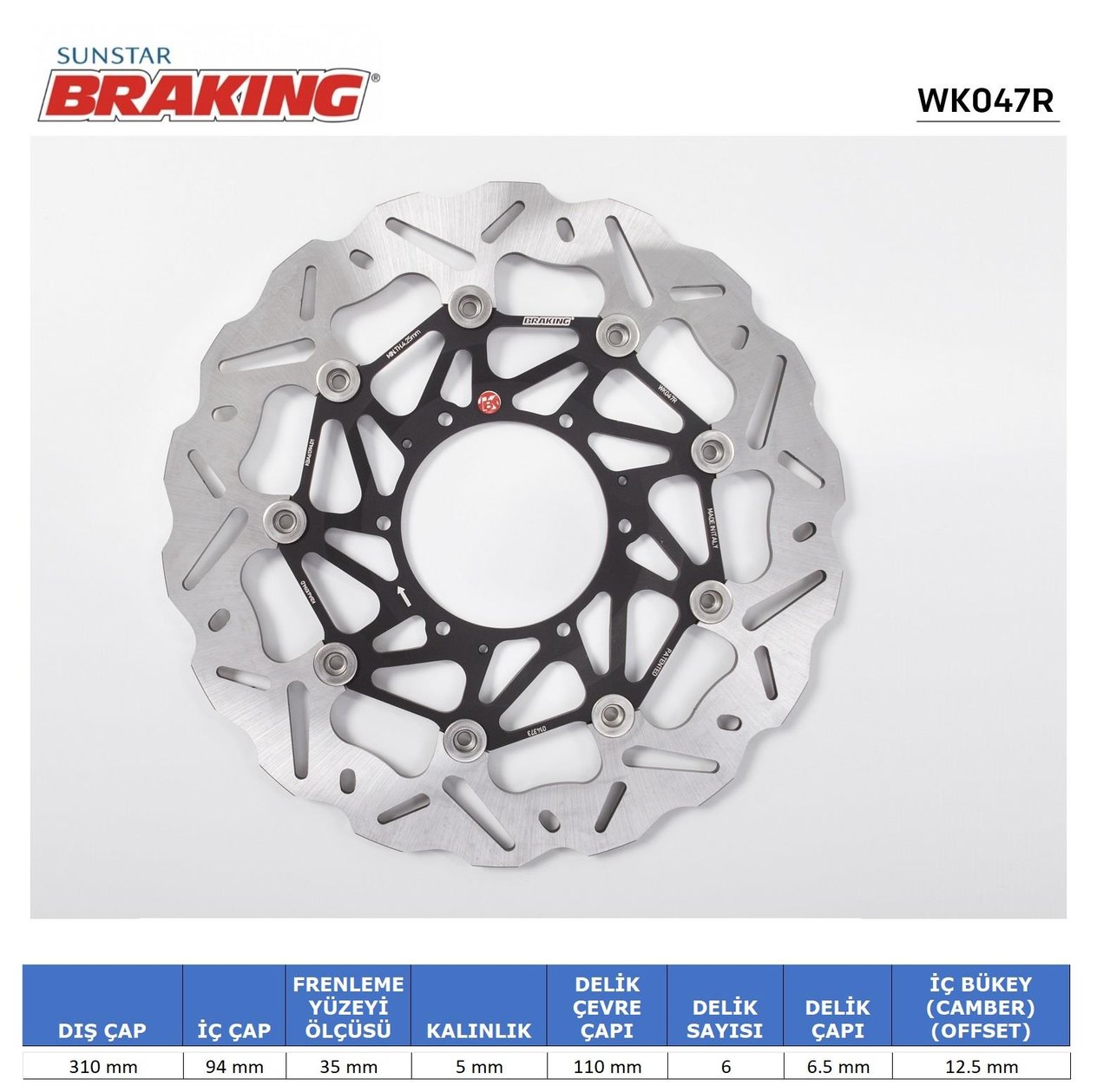 HONDA CBR 600 RR / CB 1000 R DALGALI ÖN PERFORMANS FREN DİSKİ (SAĞ) / HONDA / CBR 1000RR / 1000cc / ÖN SAĞ  / 2004-2005-2008-2009-2010-2011-2012-2013-2014-2015-2016