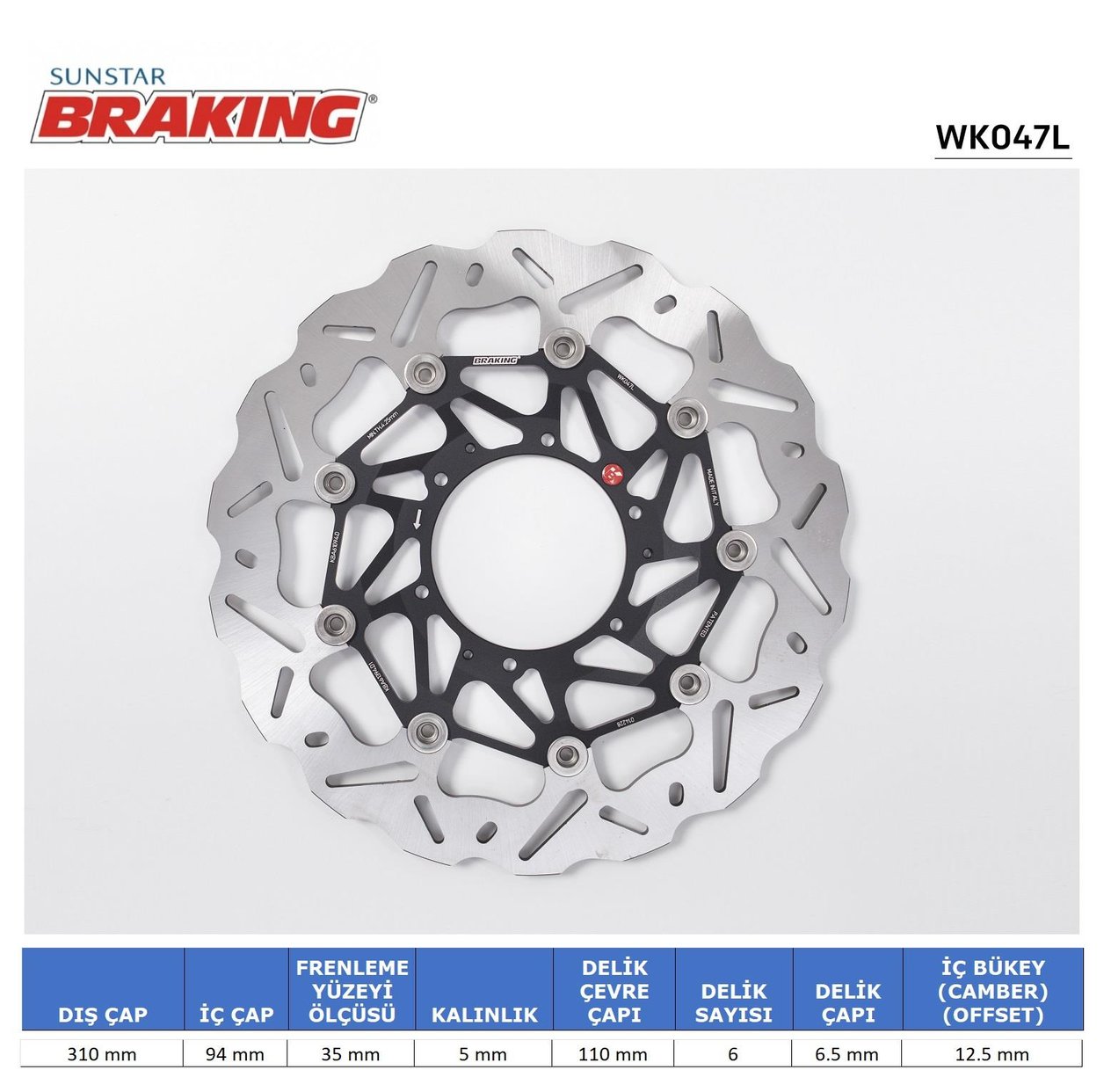 HONDA CBR 600 RR / CB 1000 R DALGALI ÖN PERFORMANS FREN DİSKİ (SOL) / HONDA / CB 1300 / 1300cc / ÖN SOL  / 2003-2004-2005-2006-2007-2008