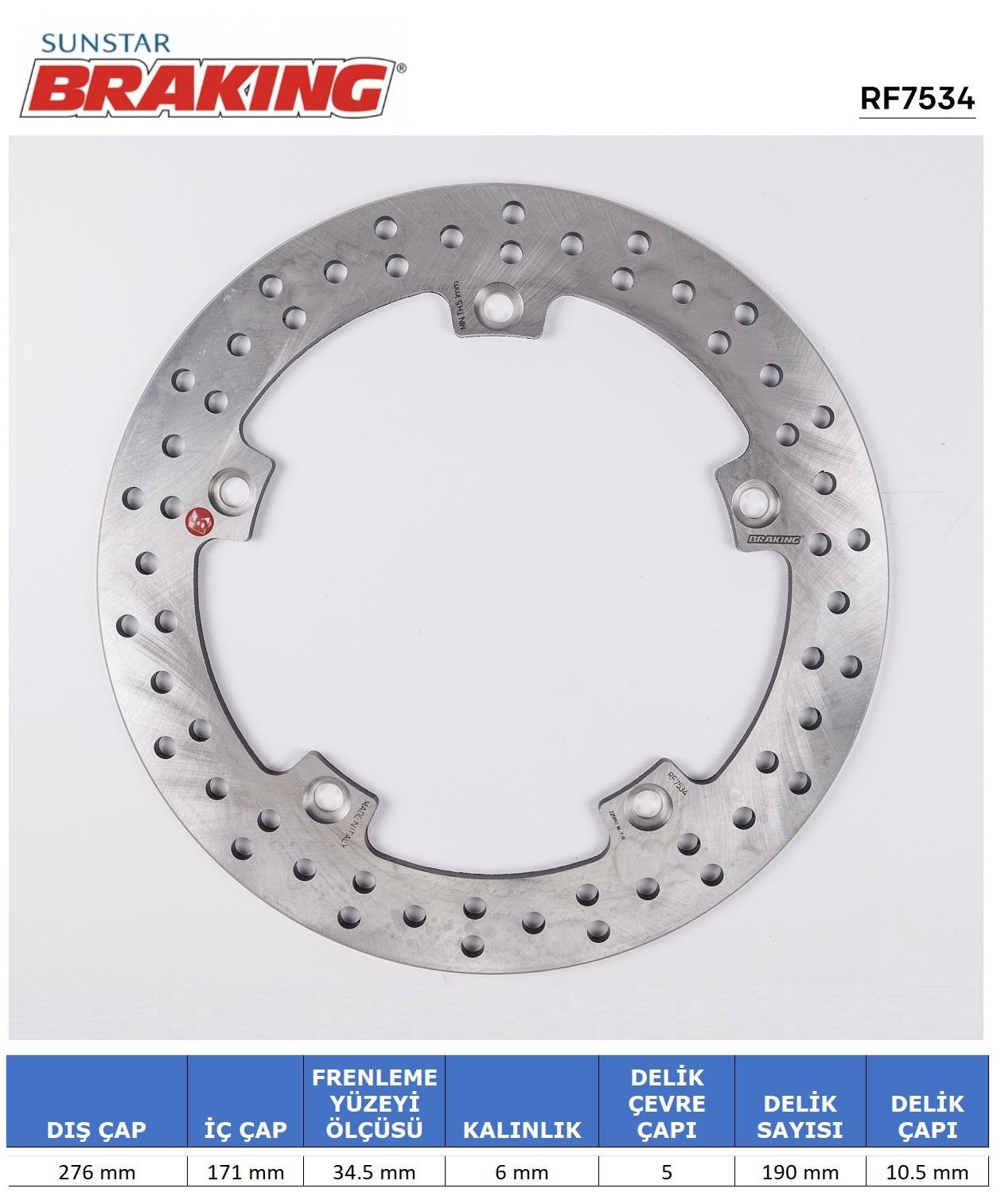 HONDA VFR 1200 F / X CROSSTOURER YUVARLAK ARKA FREN DİSKİ / HONDA / VFR 1200 F / 1200cc / ARKA  / 2010-2011-2012-2013-2014-2015-2016