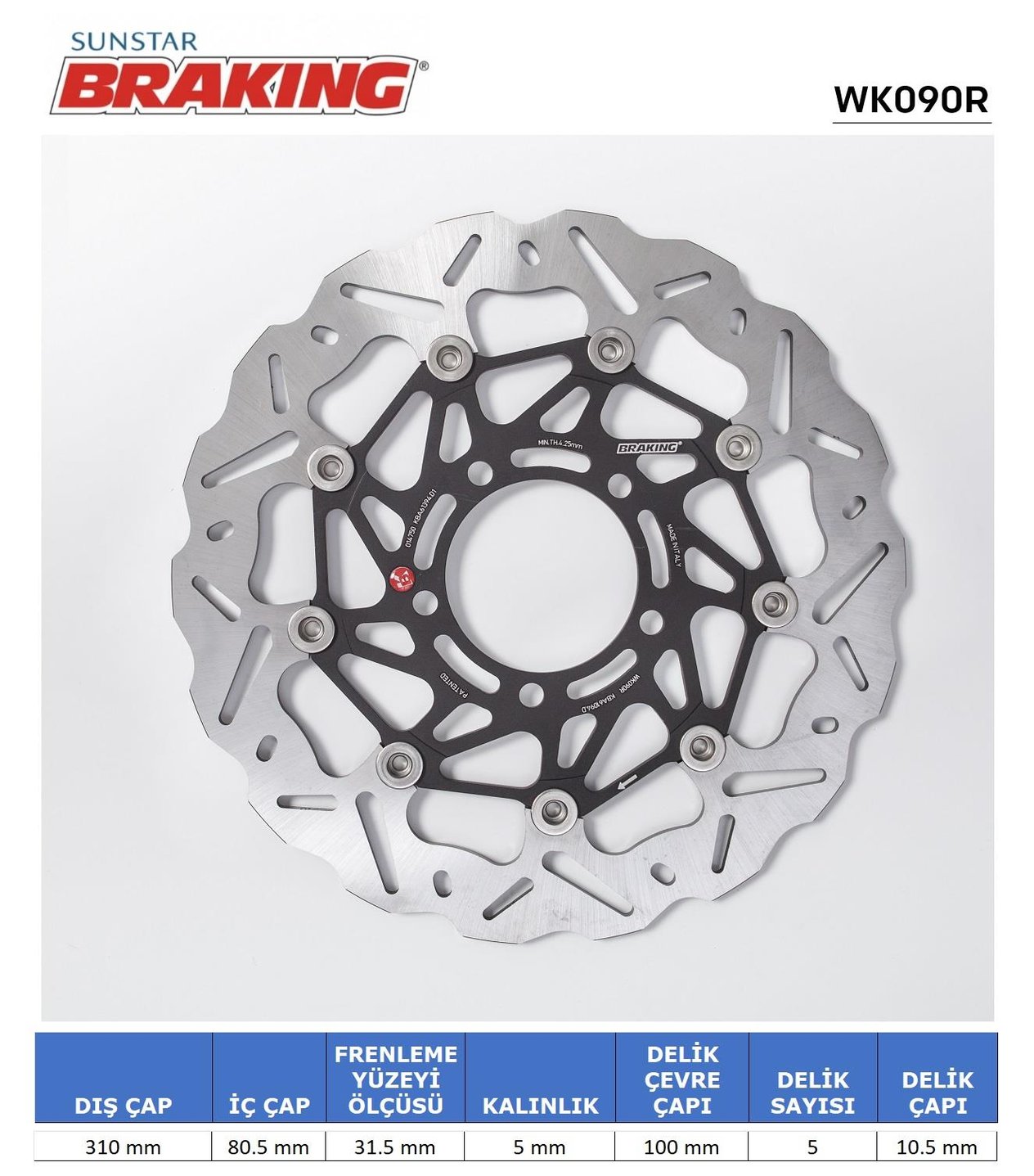 KAWASAKI DALGALI ÖN PERFORMANS FREN DİSKİ (SAĞ) / KAWASAKI / Z 800 / 800cc / ÖN SAĞ  / 2012-2013-2014-2015-2016
