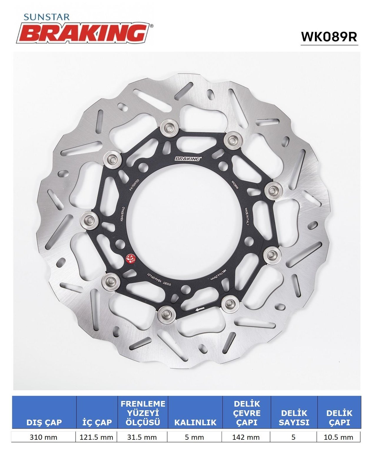 SUZUKI DALGALI ÖN PERFORMANS FREN DİSKİ (SAĞ) / SUZUKI / GSX FA / 1250cc / ÖN SAĞ  / 2010-2011-2012-2013-2014-2015-2016
