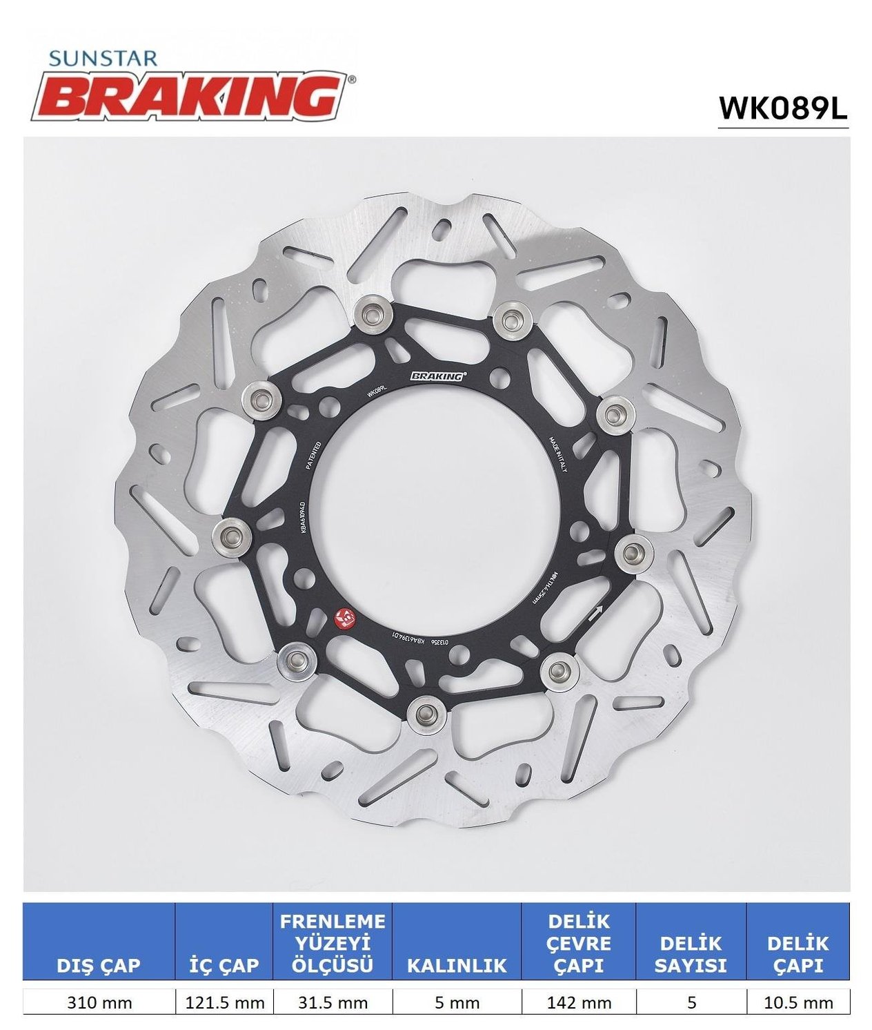 SUZUKI DALGALI ÖN PERFORMANS FREN DİSKİ (SOL) / SUZUKI / GSX FA / 1250cc / ÖN SOL  / 2010-2011-2012-2013-2014-2015-2016