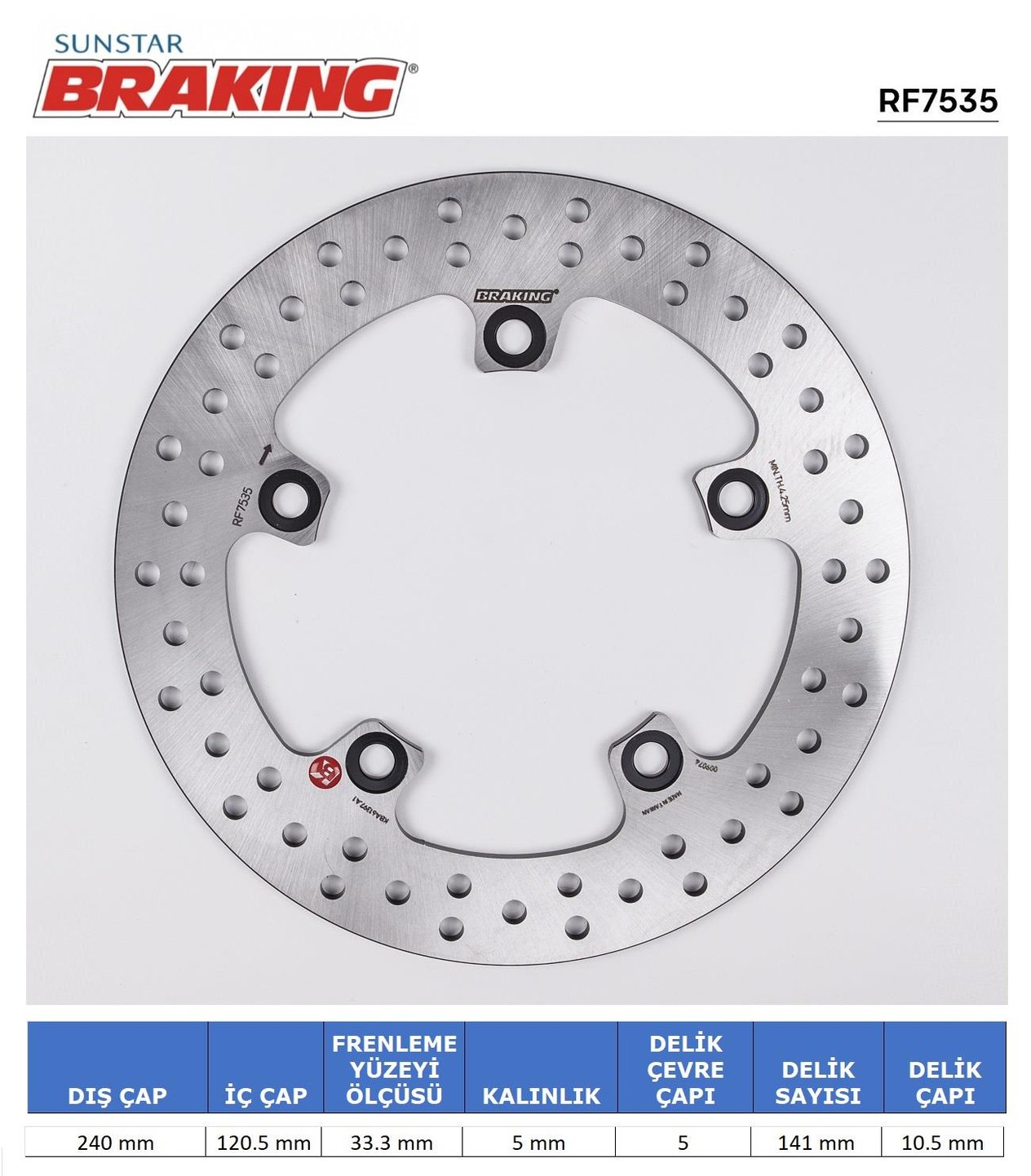 SUZUKI YUVARLAK ARKA FREN DİSKİ / SUZUKI / GSR 600 / 600cc / ARKA  / 2006-2007-2008-2009-2010