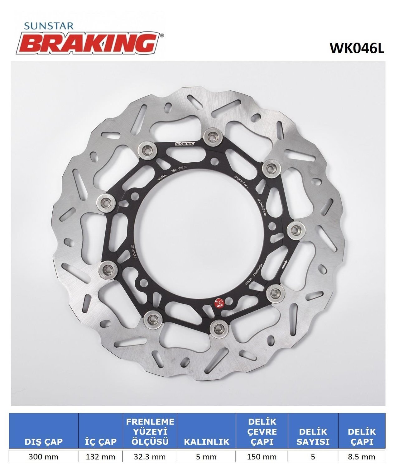 YAMAHA DALGALI ÖN PERFORMANS FREN DİSKİ (SOL) / YAMAHA / MT-09 TRACER / 900cc / ÖN SOL  / 2015-2016-2017-2018-2019-2020-2021-2022-2023