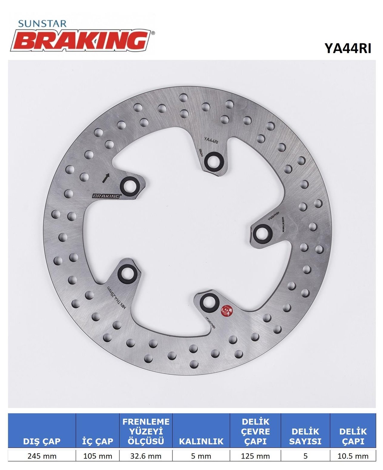 YAMAHA FZ6 / MT-03 / FZ1 / FAZER ARKA YUVARLAK FREN DİSKİ / YAMAHA / FZ1 / FAZER / 1000cc / ARKA / 2006-2007-2008-2009-2010-2011-2012-2013-2014