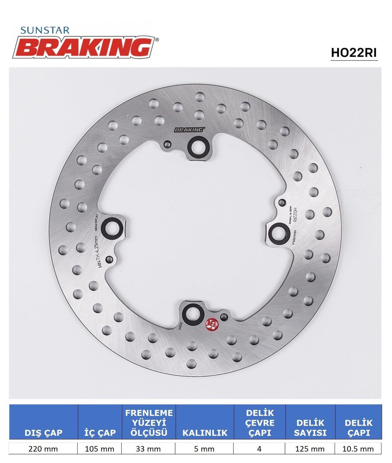 YUVARLAK ARKA FREN DİSKİ / HONDA / CBR 600RR / 600cc / ARKA  / 2003-2004-2005-2006-2007-2008-2009-2010-2011-2012-2013-2014-2015-2016-2017-2018