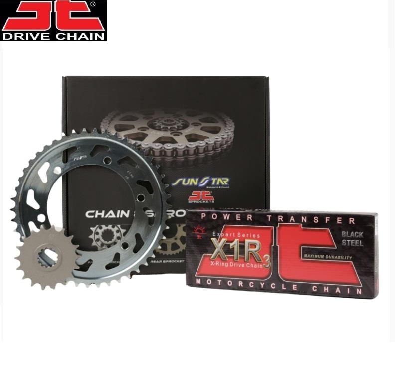 ZİNCİR DİŞLİ SETİ BMW F 900 XR (900 cc)  (2020-2024) / BMW / F 900 XR / 900cc / ZİNCİR: JT-525X1R3 (Çelik)-122/ ÖN DİŞLİ: SUNSTAR (17T) ARKA DİŞLİ: JT (44T) / 2020-2021-2022