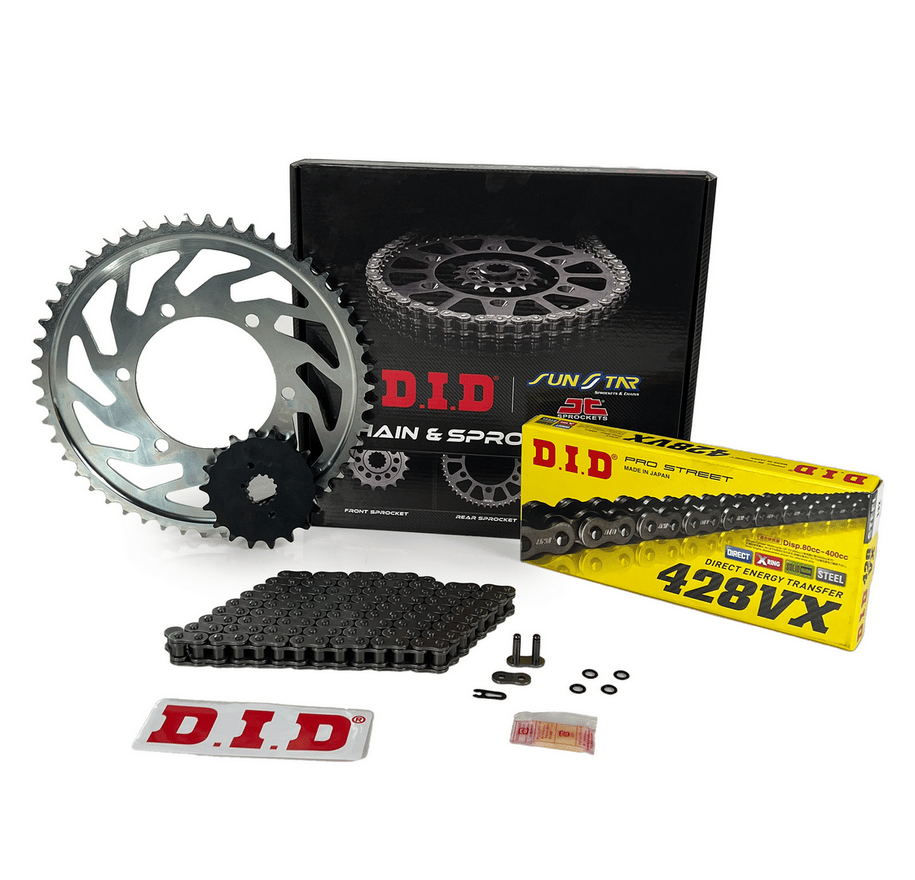 ZİNCİR DİŞLİ SETİ HONDA CBF 150 (150 cc) (2004-2017) / HONDA / CBF 150 / 150cc / ZİNCİR: DID-428VX (Çelik)-126 / ÖN-ARKA DİŞLİ :  JT (15T-43T) / 2004-2005-2006-2007-2008-2009-2010-2011-2012-2013-2014-2015-2016-2017
