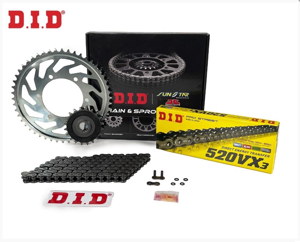 ZİNCİR DİŞLİ SETİ HONDA CRF 450 R (450 cc)  (2021-2022) / HONDA / CRF 450 R / 450cc / ZİNCİR: DID-520VX3 (Çelik)-114/ ÖN DİŞLİ: JT (13T) ARKA DİŞLİ: SUNSTAR (51T) / 2021-2022
