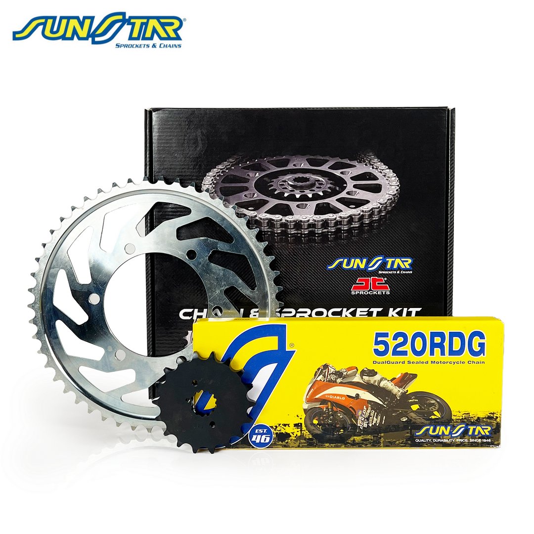 ZİNCİR DİŞLİ SETİ HUSQVARNA TC (250 cc)  (2002-2003) / HUSQVARNA / TC / 250cc / ZİNCİR: SUNSTAR 520RDG (Çelik)-116 / ÖN DİŞLİ: SUNSTAR (14T) / ARKA DİŞLİ: JT (50T) / 2002-2003