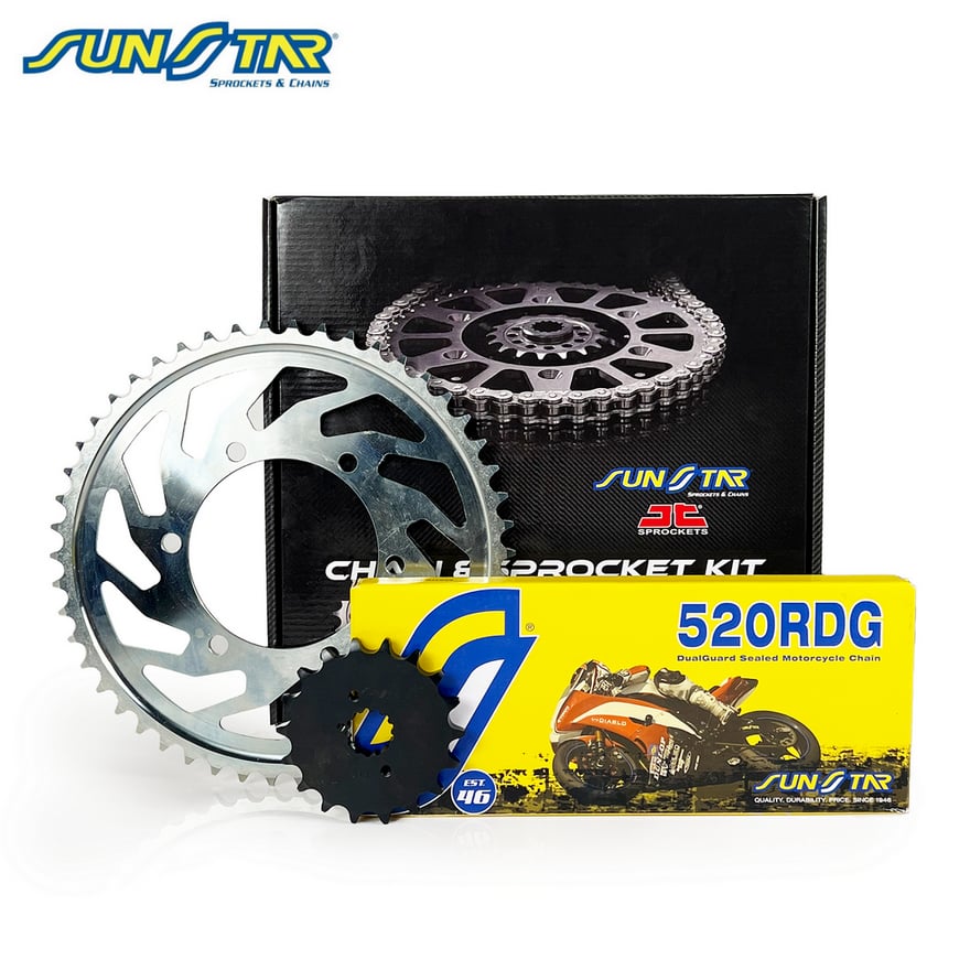 ZİNCİR DİŞLİ SETİ HUSQVARNA TE (450 cc)  (2005-2005) / HUSQVARNA / TE / 450cc / ZİNCİR: SUNSTAR 520RDG (Çelik)-112 / ÖN DİŞLİ: SUNSTAR (14T) / ARKA DİŞLİ: JT (50T) / 2005-2006
