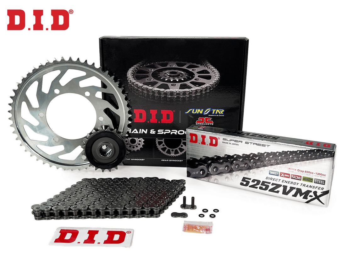 ZİNCİR DİŞLİ SETİ KTM SUPER DUKE / R (990 cc)  (2005-2012) / KTM / SUPER DUKE / R / 990cc / ZİNCİR: DID-525ZVM-X (Çelik)-118 / ÖN DİŞLİ: JT (17T)  / ARKA DİŞLİ: SUNSTAR (38T) / 2005-2006-2007-2008-2009-2010-2011-2012