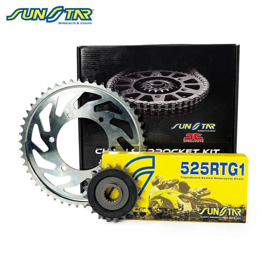 ZİNCİR DİŞLİ SETİ SUZUKI GSX 8S / R (800 cc)  (2023-2024) / SUZUKI / GSX 8S / R / 800cc / ZİNCİR: SS525RTG1 (Gold)-120/ ÖN DİŞLİ: JT (17T) ARKA DİŞLİ: SUNSTAR (47T) / 2023-2024