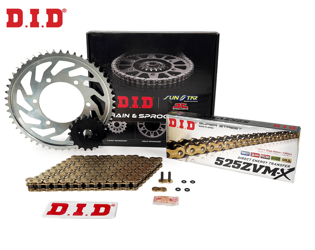 ZİNCİR DİŞLİ SETİ TRIUMPH TIGER XC / A / X (800 cc)  (2015-2019) / TRIUMPH / TIGER XC / A / X / 800cc / ZİNCİR: DID-525ZVM-X (Gold)-124 / ÖN-ARKA DİŞLİ: SUNSTAR (16T-50T) / 2015-2016-2017-2018-2019