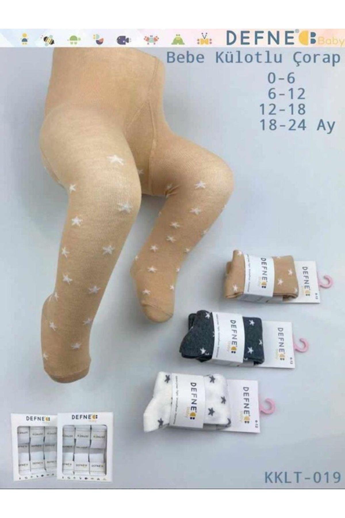 3 Adet Kışlık Pamuklu Yıldız Desenli Erkek Çocuk Ve Bebek Külotlu Çorap