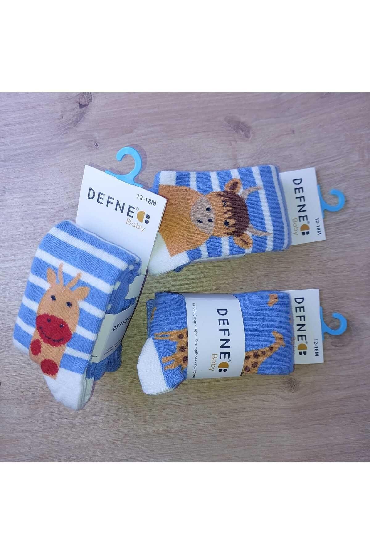 3 Adet Pamuklu Zürefa Desenli Erkek Çocuk Ve Bebek Külotlu Çorap