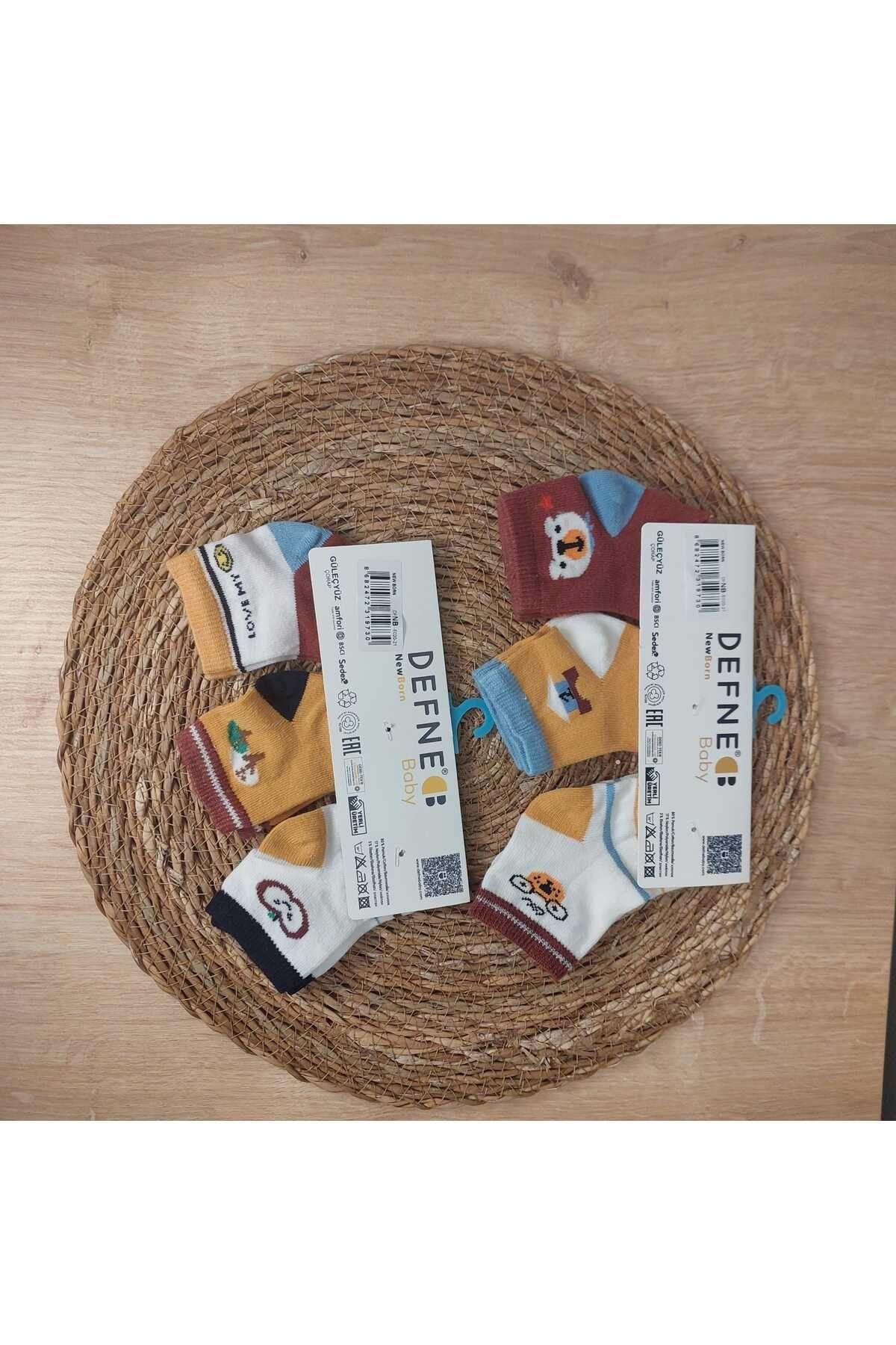 6 Çift Pamuklu New Born Yenidoğan Erkek Bebek Çorap