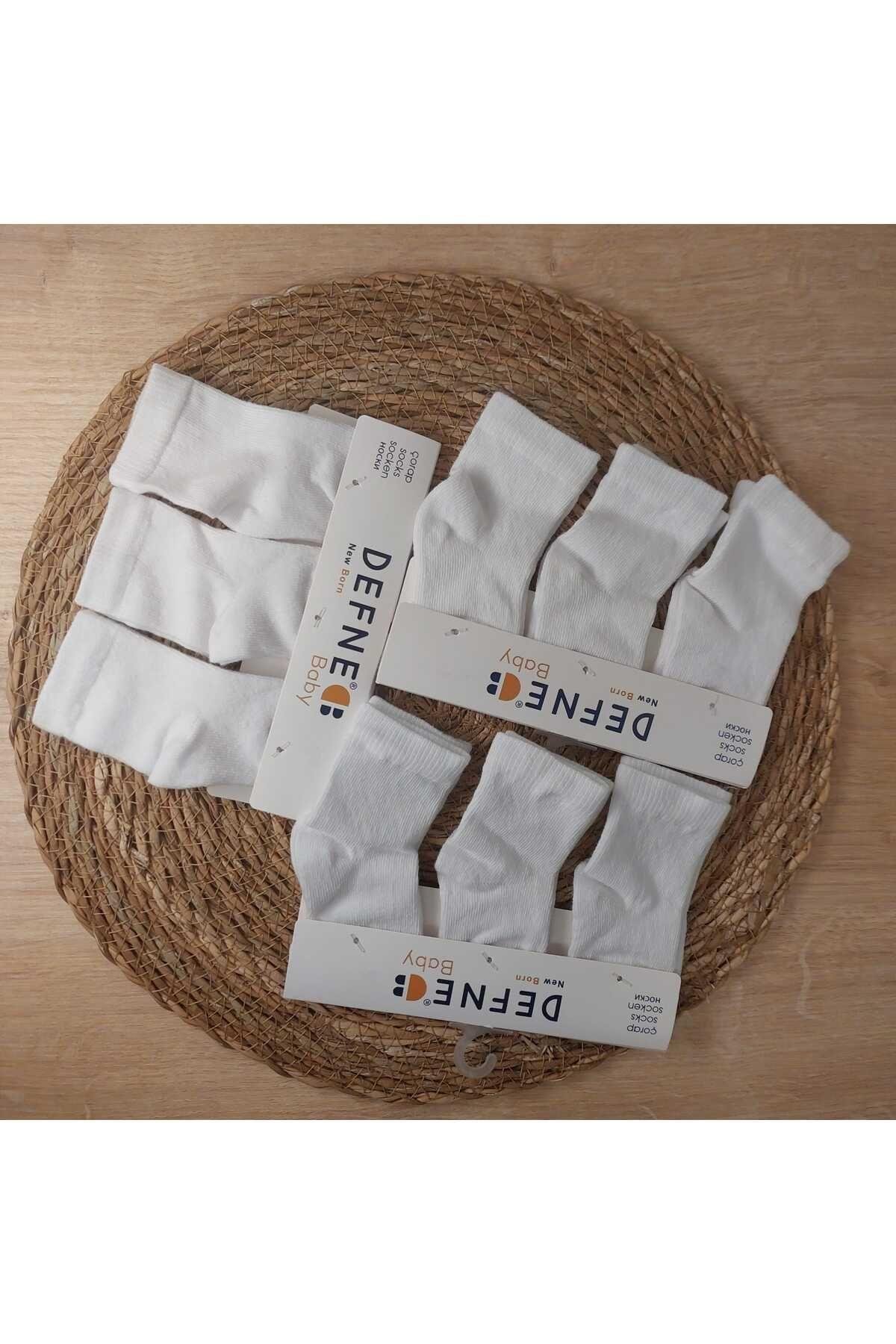 9 Çift Pamuklu New Born Yenidoğan Unısex Bebek Çorap