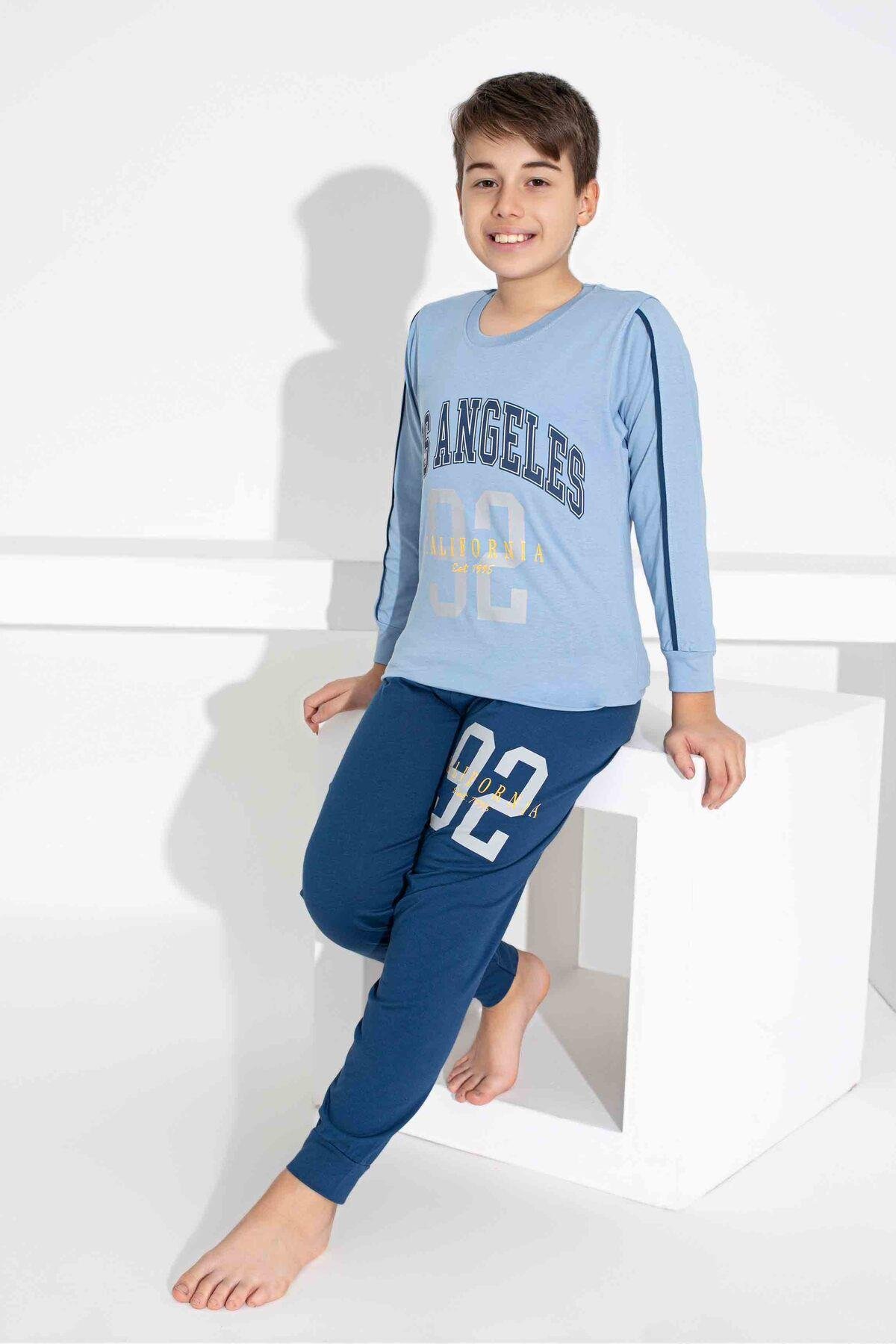 Erkek Çocuk Desenli Uzun Kollu Pijama Takımı