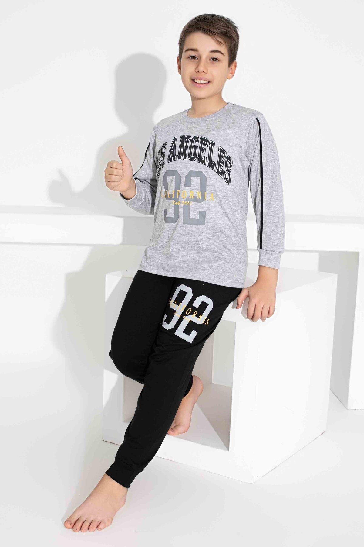 Erkek Çocuk Desenli Uzun Kollu Pijama Takımı