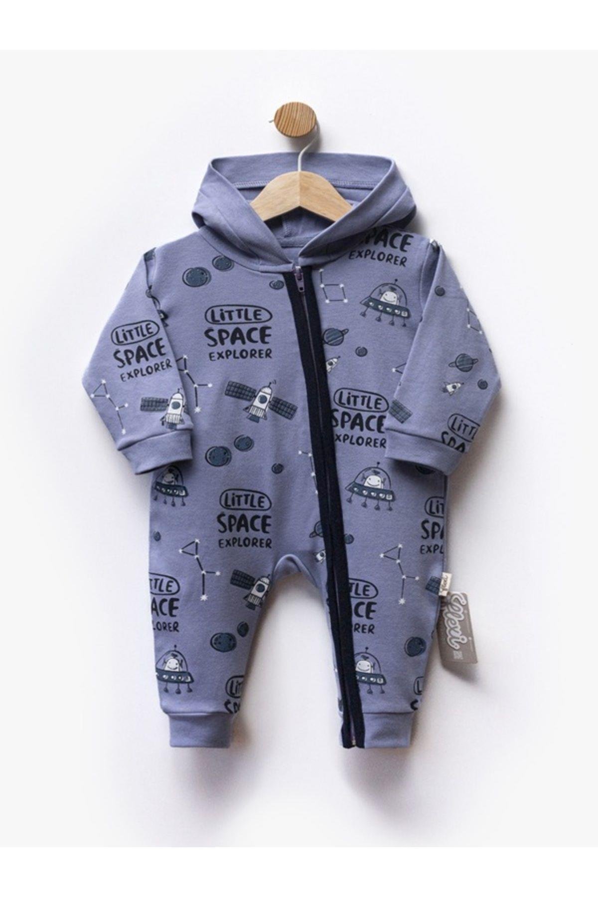 Kıpırık Baby Bebek Tulumu Kapşonlu Fermuarlı