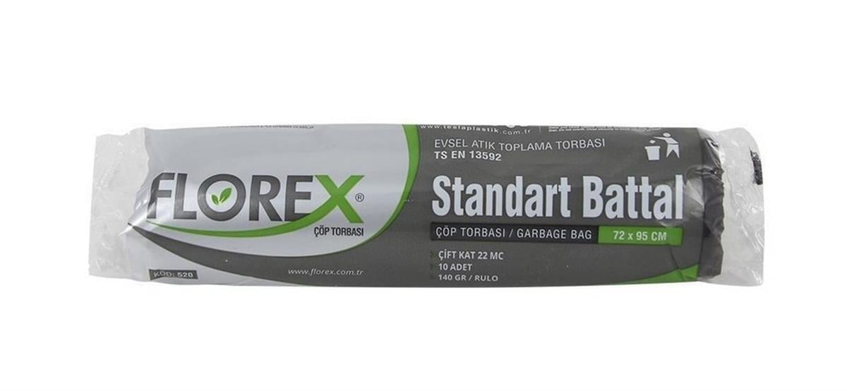 Florex Standart Çöp Torbası Battal Boy 72x95 Cm 10 Adetli 140 Gr