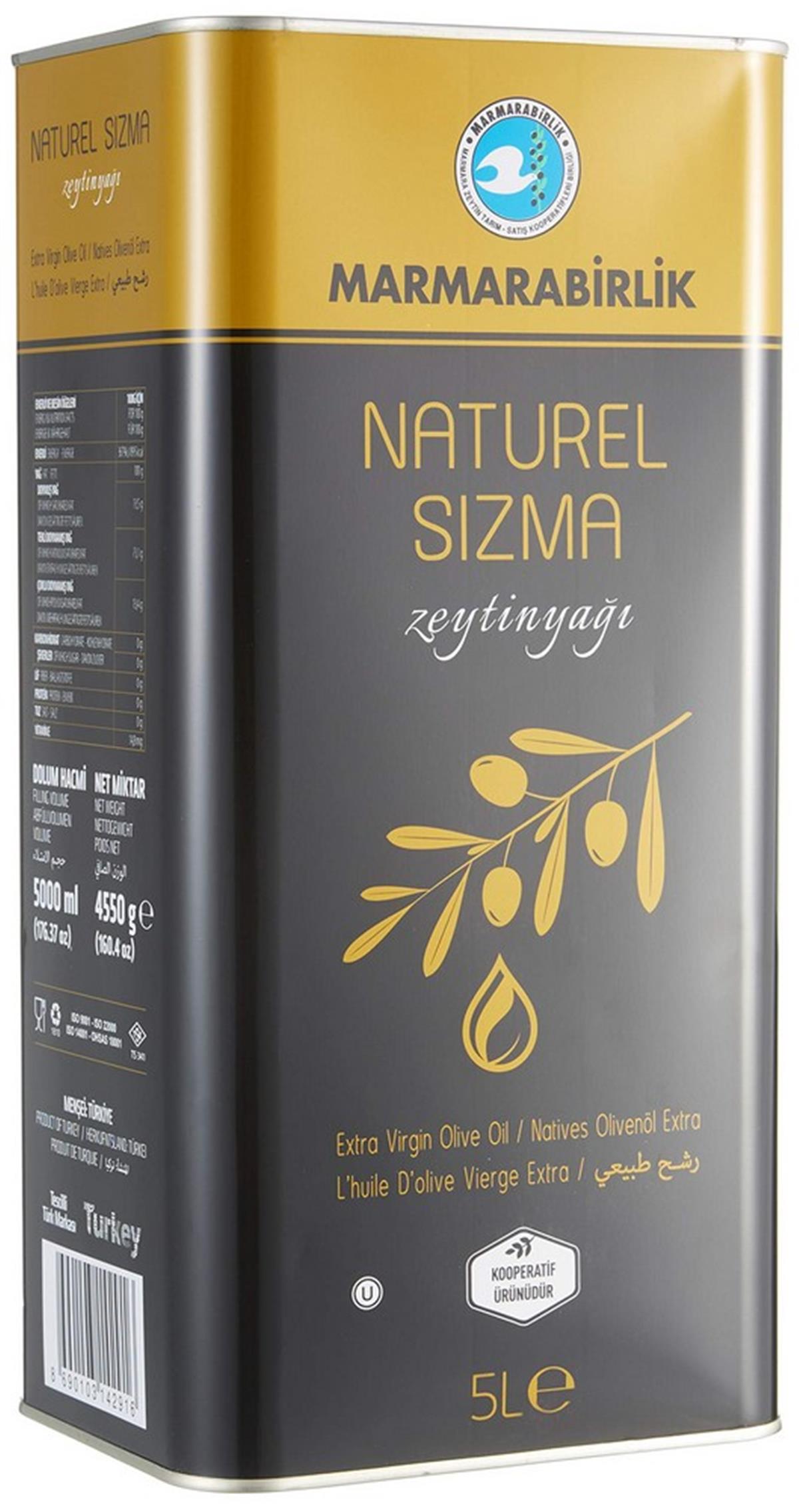Marmarabirlik 5 lt Naturel Sızma Zeytinyağı Teneke