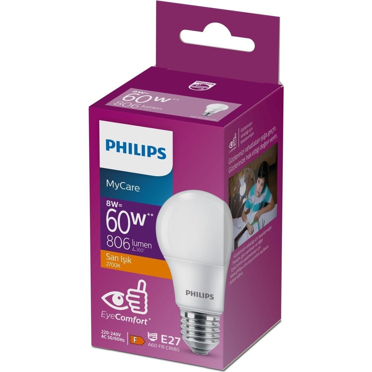 Philips MyCare Sarı 8 Watt Led Ampul