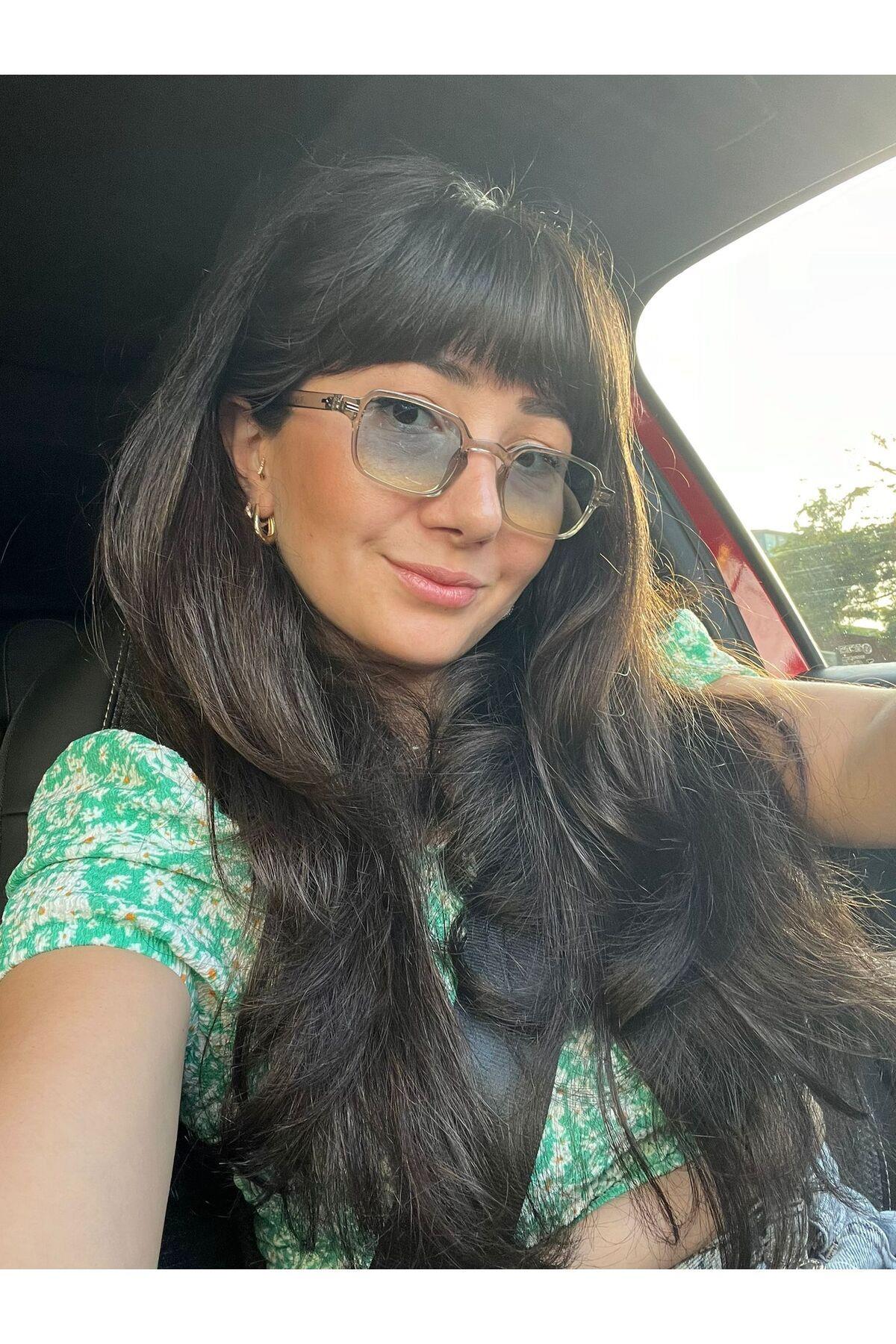 Yoda Dikdörgen Küçük Minik Gözlük Kadın Erkek Unisex Lacivert Cam Güneş Gözlüğü