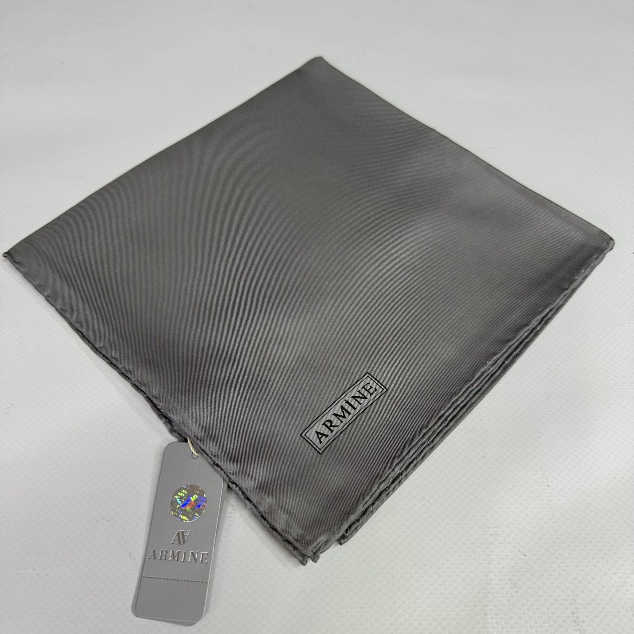 Armine % 100 İpek - Düz Twill Eşarp Açık Gri