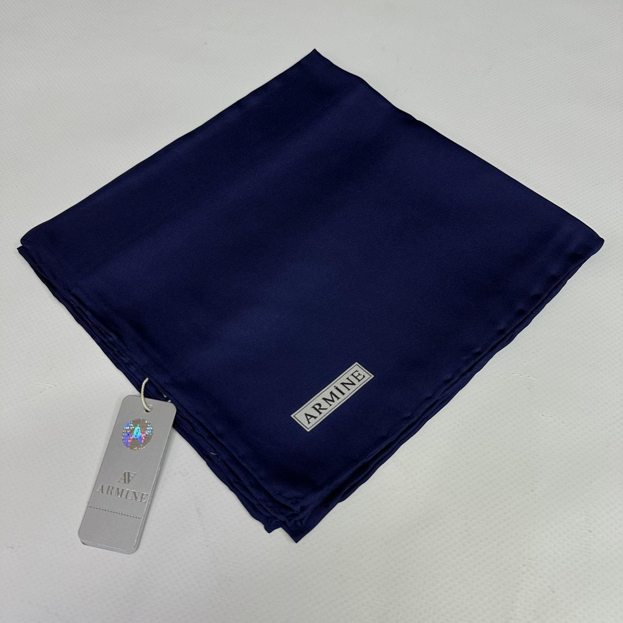 Armine % 100 İpek - Düz Twill Eşarp Açık Lacivert
