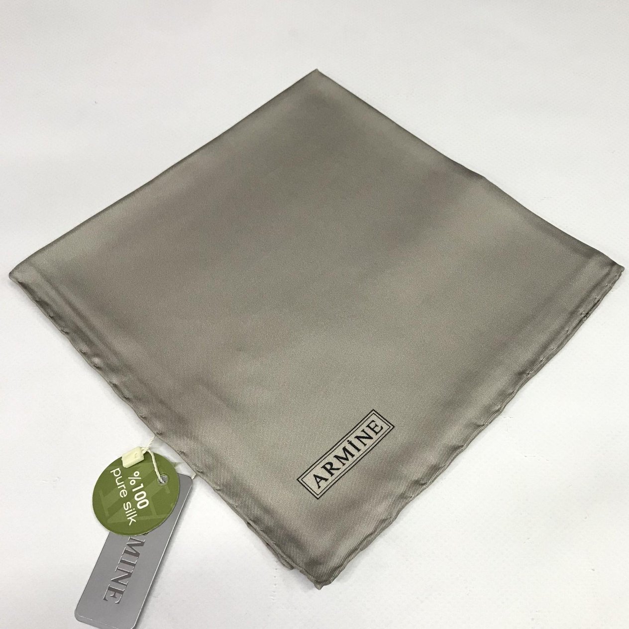 Armine % 100 İpek - Düz Twill Eşarp Gümüş