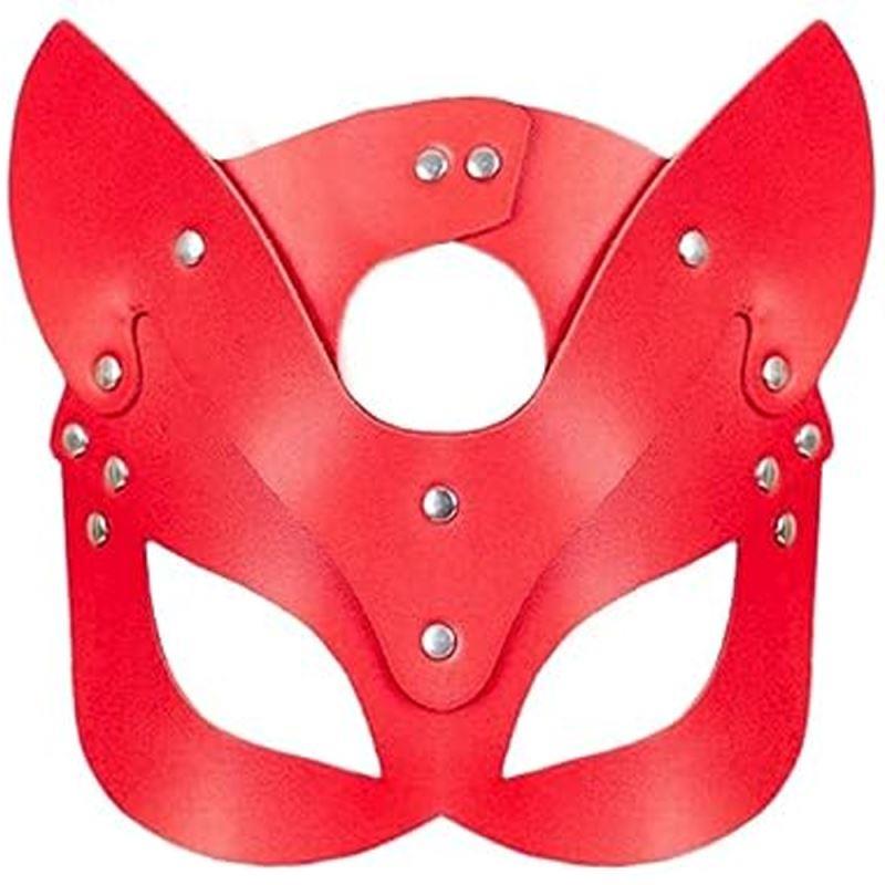 Erox Fetish Fantasy Fetish Gear Cat Mask Kedi Kız Maskesi-Kırmızı
