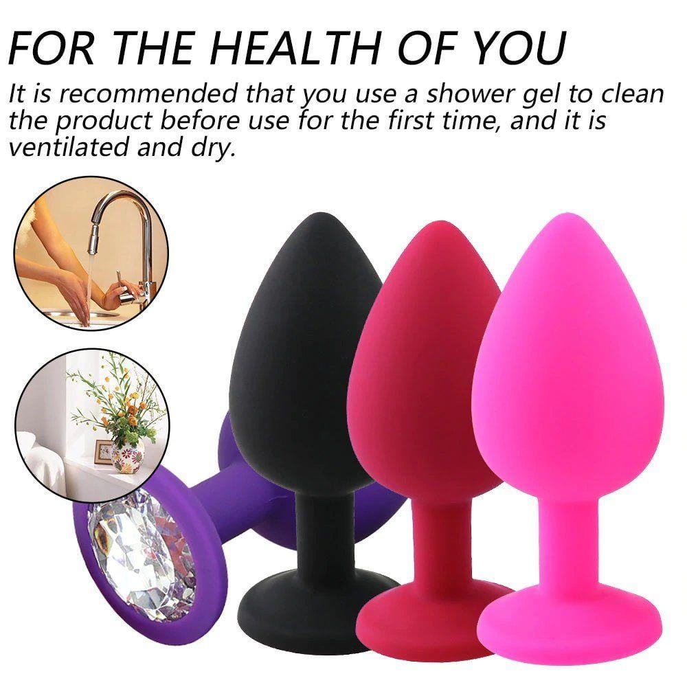 Erox Safe Body Purple Silicone Small Yeşil Taşlı Silikon Anal Plug