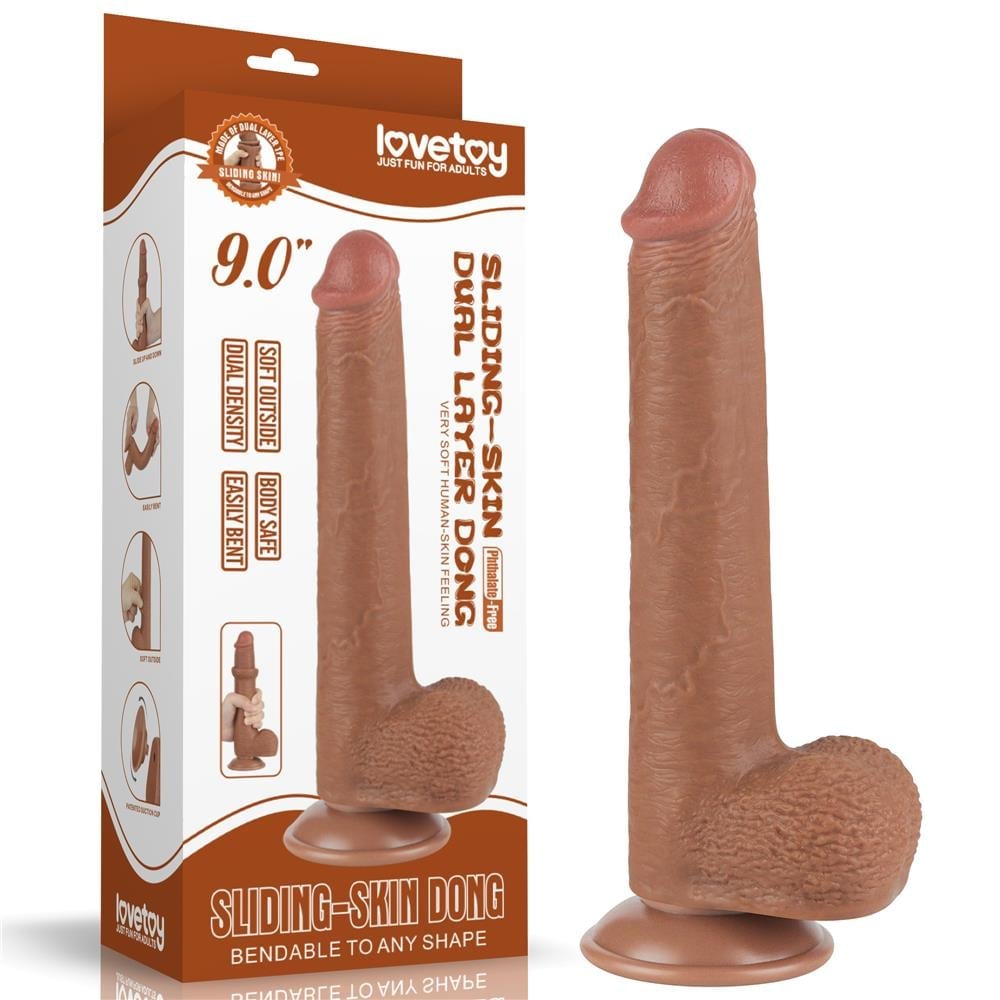 Lovetoy Sliding Skin Dong Brown 23 Cm Realistik Penis LV317310