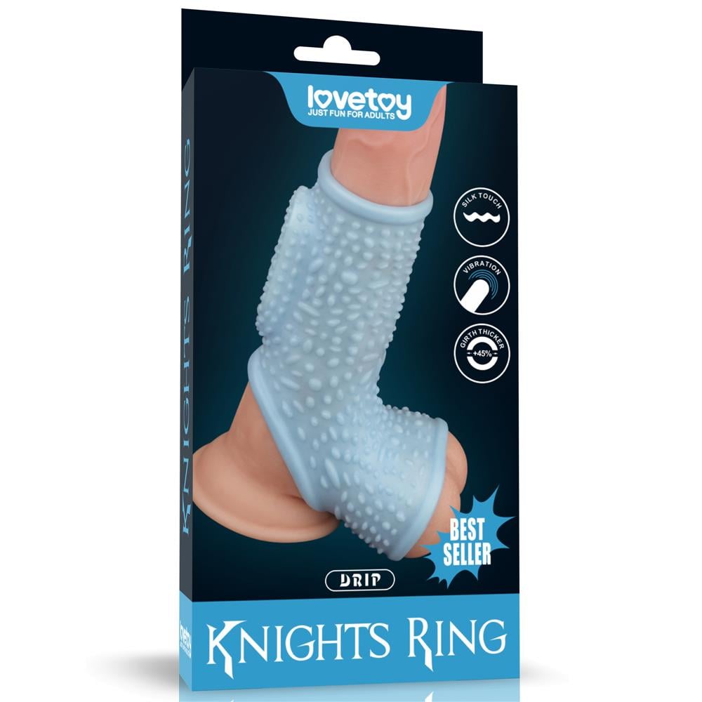 Lovetoy Vibrating Drip Knights Ring with Scrotum Sleeve Titreşimli Penis Halkası LV343126