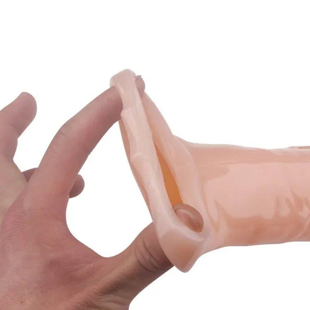 Sexual World Realistic Penis Sleeve Testis Destekli Penis Kılıfı Anal Vibratör